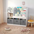Acekool 3-Tier Bookshelf with Collapsible Fabric Drawers, Bookcase & Toy Organizer for Bedroom, Playroom, Hallway, White