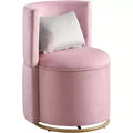 Acekool 360 Swivel Lounge Chair with Storage - Pink Velvet & Round Design