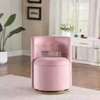 Fauteuil de salon pivotant Acekool 360° avec rangement - Velours rose et design rond