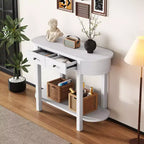 MAYEERTY Console Rétro avec Design Courbé et Finition Lisse pour Entrées, Salons, Couloirs Turquoise Blanc Ancien