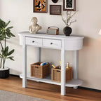 MAYEERTY Console Rétro avec Design Courbé et Finition Lisse pour Entrées, Salons, Couloirs Turquoise Blanc Ancien