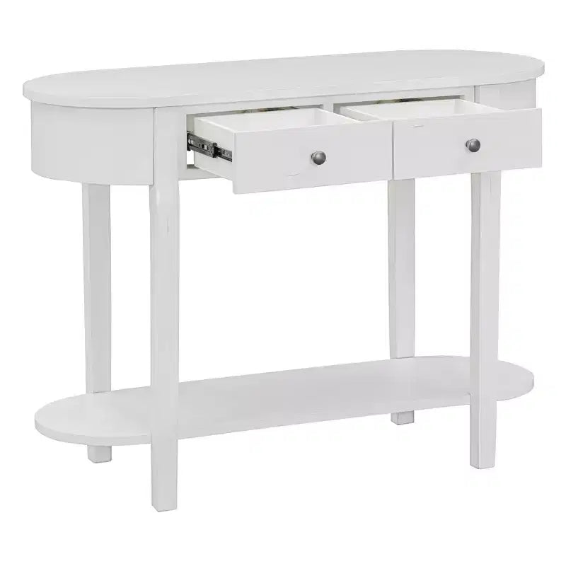 MAYEERTY Console Rétro avec Design Courbé et Finition Lisse pour Entrées, Salons, Couloirs Turquoise Blanc Ancien