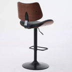 CLIHOME Lot de 2 tabourets de bar en noyer courbé, chaises de bar pivotantes modernes réglables en hauteur de comptoir, revêtues de cuir