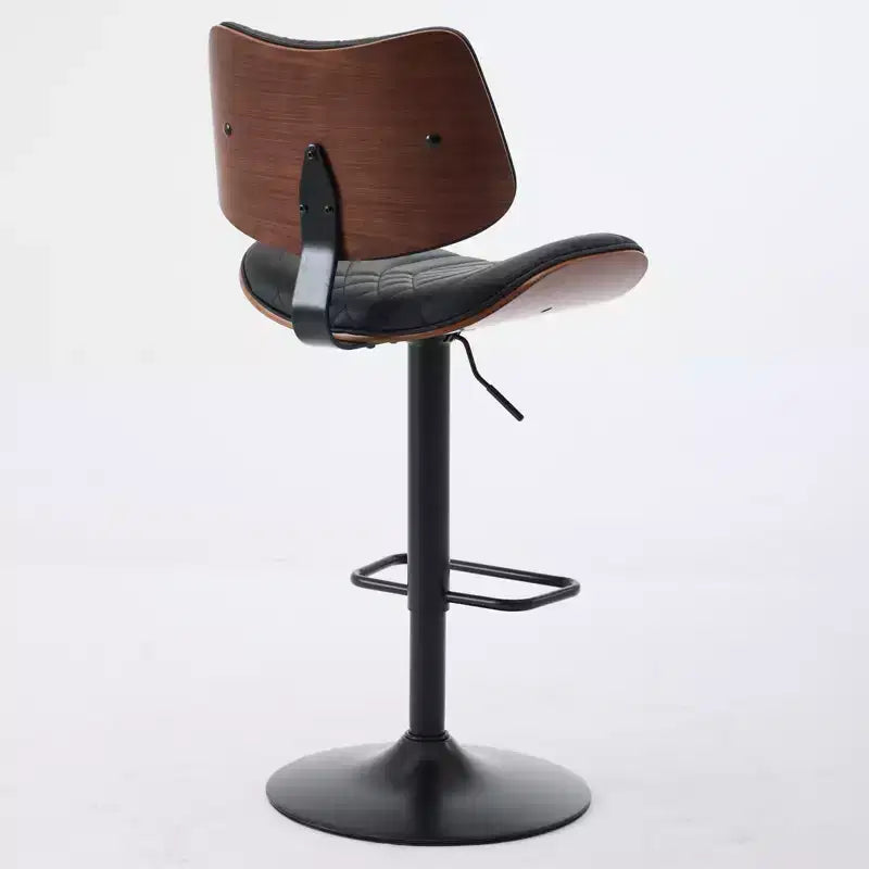 CLIHOME Lot de 2 tabourets de bar en noyer courbé, chaises de bar pivotantes modernes réglables en hauteur de comptoir, revêtues de cuir
