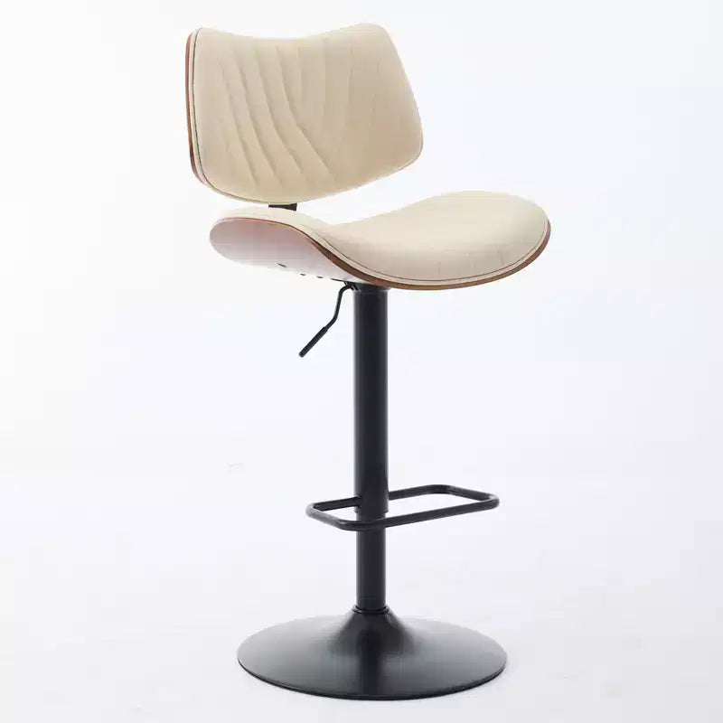 CLIHOME Lot de 2 tabourets de bar en noyer courbé, chaises de bar pivotantes modernes réglables en hauteur de comptoir, revêtues de cuir