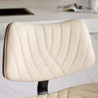 CLIHOME Lot de 2 tabourets de bar en noyer courbé, chaises de bar pivotantes modernes réglables en hauteur de comptoir, revêtues de cuir