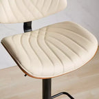 CLIHOME Lot de 2 tabourets de bar en noyer courbé, chaises de bar pivotantes modernes réglables en hauteur de comptoir, revêtues de cuir