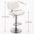 CLIHOME Lot de 2 tabourets de bar en noyer courbé, chaises de bar pivotantes modernes réglables en hauteur de comptoir, revêtues de cuir