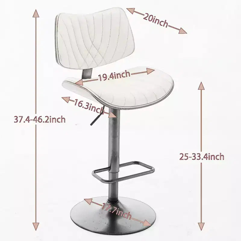 CLIHOME Lot de 2 tabourets de bar en noyer courbé, chaises de bar pivotantes modernes réglables en hauteur de comptoir, revêtues de cuir