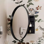 Armoire à pharmacie ronde encastrée en métal de 31,5 pouces avec miroir et étagères réglables, miroir mural noir avec rangement pour salle de bain