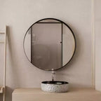 Armoire à pharmacie ronde encastrée en métal de 31,5 pouces avec miroir et étagères réglables, miroir mural noir avec rangement pour salle de bain