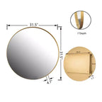 Armoire à pharmacie ronde encastrée en métal de 31,5 pouces avec miroir et étagères réglables, miroir mural noir avec rangement pour salle de bain