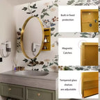 Armoire à pharmacie ronde encastrée en métal de 31,5 pouces avec miroir et étagères réglables, miroir mural noir avec rangement pour salle de bain