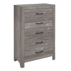 Commode rustique Okak 5 tiroirs avec poignées en métal noir, design simple pour chambre à coucher, aucun assemblage requis
