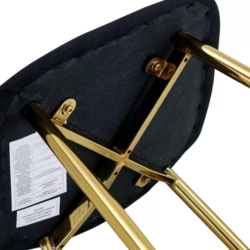 MAYEERTY Lot de 4 chaises de salle à manger de luxe simples, en lin et coton noir, avec pieds en métal doré, s'adaptant à des décors variés