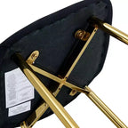 MAYEERTY Lot de 4 chaises de salle à manger de luxe simples, en lin et coton noir, avec pieds en métal doré, s'adaptant à des décors variés