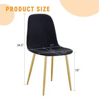 MAYEERTY Lot de 4 chaises de salle à manger de luxe simples, en lin et coton noir, avec pieds en métal doré, s'adaptant à des décors variés