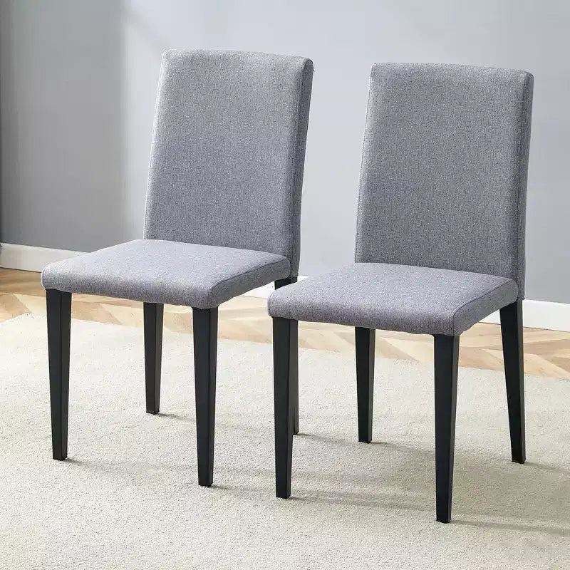 MAYEERTY Set of 2 Light Gray Linen Cotton Dining Chairs Versatile Comfortable Seating