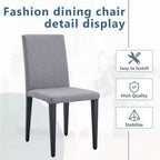 MAYEERTY Lot de 2 chaises de salle à manger en lin et coton gris clair, assise polyvalente et confortable