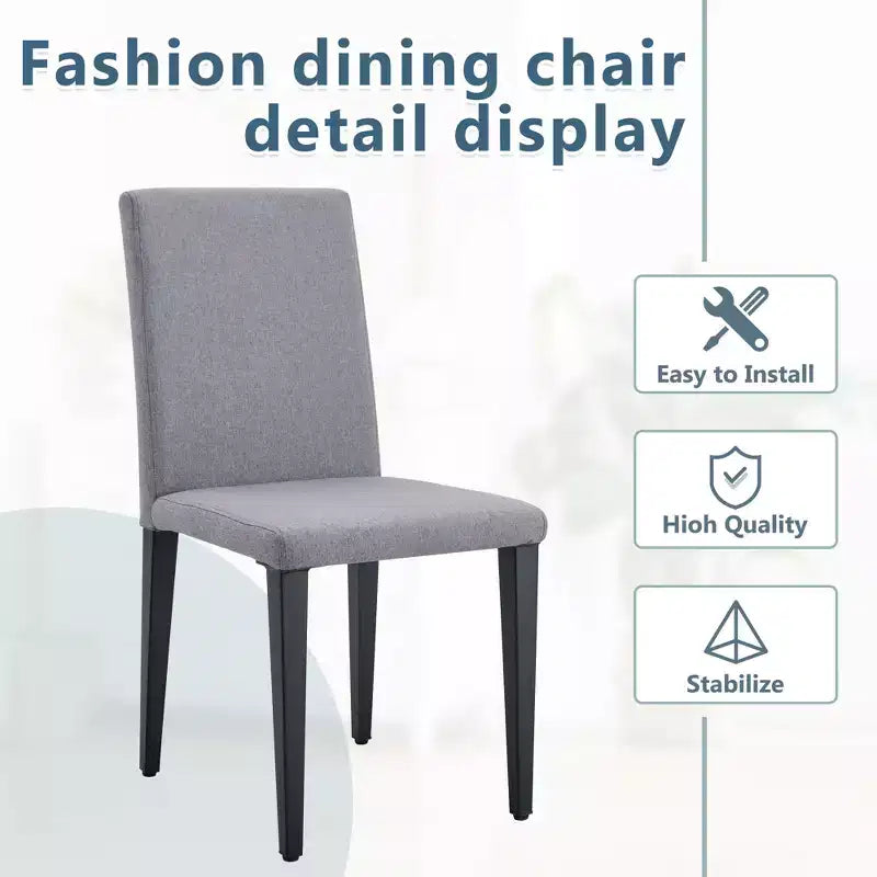MAYEERTY Lot de 2 chaises de salle à manger en lin et coton gris clair, assise polyvalente et confortable