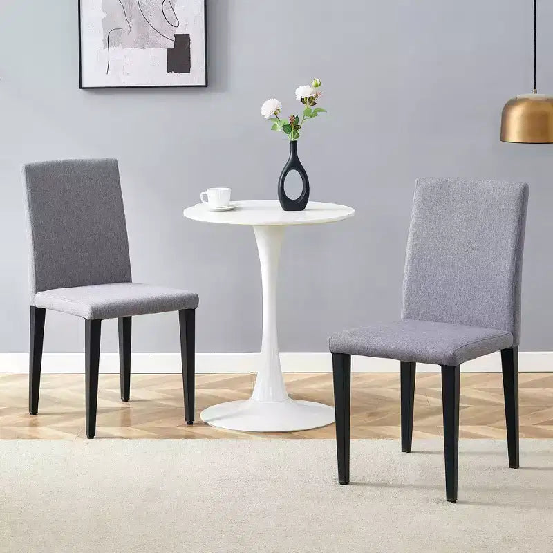 MAYEERTY Lot de 2 chaises de salle à manger en lin et coton gris clair, assise polyvalente et confortable