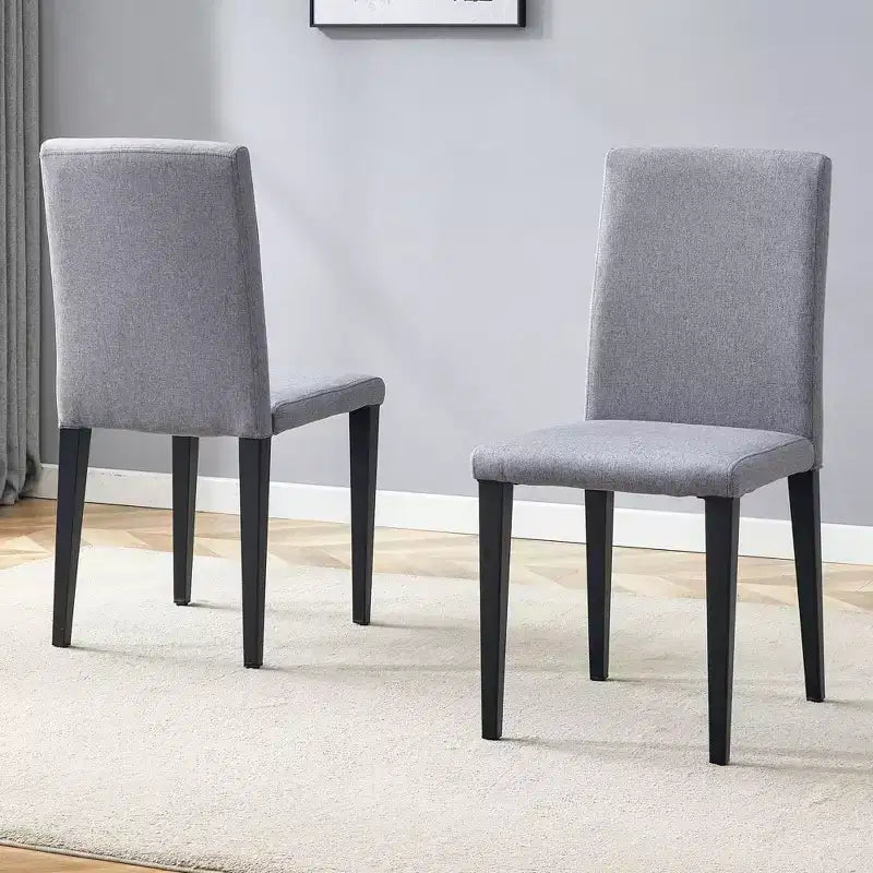 MAYEERTY Lot de 2 chaises de salle à manger en lin et coton gris clair, assise polyvalente et confortable