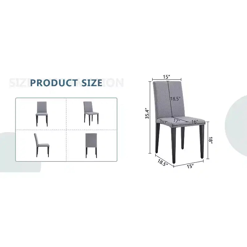 MAYEERTY Lot de 2 chaises de salle à manger en lin et coton gris clair, assise polyvalente et confortable