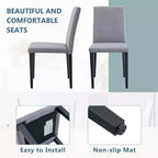 MAYEERTY Lot de 2 chaises de salle à manger en lin et coton gris clair, assise polyvalente et confortable