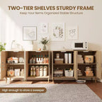 Buffet de cuisine GustoWave, Armoire de rangement d'appoint à 4 portes en rotin, Console de bar à café, Couloir, Salon