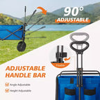 Chariot pliant pliable avec roues tout-terrain, chariot utilitaire robuste pour le camping et le shopping, capacité de 150 kg (petit-bleu)