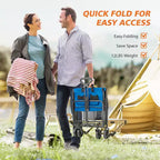 Chariot pliant pliable avec roues tout-terrain, chariot utilitaire robuste pour le camping et le shopping, capacité de 150 kg (petit-bleu)