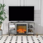 Meuble TV d'angle HOMLUX pour téléviseurs jusqu'à 55 pouces, 4 étagères ouvertes, Noir/Gris/Blanc