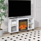 Meuble TV d'angle HOMLUX pour téléviseurs jusqu'à 55 pouces, 4 étagères ouvertes, Noir/Gris/Blanc