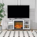 Meuble TV d'angle HOMLUX pour téléviseurs jusqu'à 55 pouces, 4 étagères ouvertes, Noir/Gris/Blanc