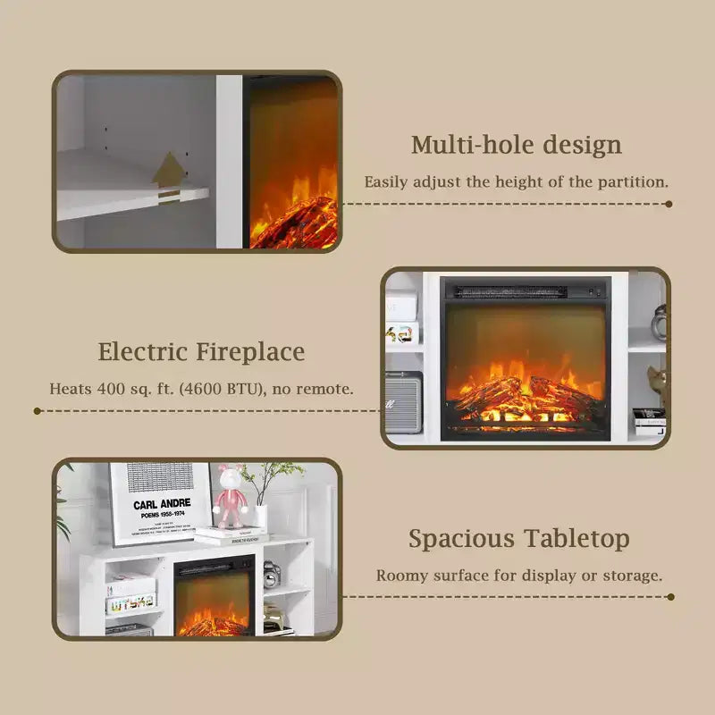 Meuble TV d'angle HOMLUX pour téléviseurs jusqu'à 55 pouces, 4 étagères ouvertes, Noir/Gris/Blanc