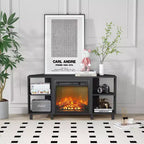 Meuble TV d'angle HOMLUX pour téléviseurs jusqu'à 55 pouces, 4 étagères ouvertes, Noir/Gris/Blanc