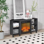 Meuble TV d'angle HOMLUX pour téléviseurs jusqu'à 55 pouces, 4 étagères ouvertes, Noir/Gris/Blanc