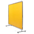 VEVOR Welding Screen with Frame, 6' x 8' Welding Curtain Screen, Flame-Resistant Vinyl Welding Protection Screen on 4 Swivel Wheel, Yellow
