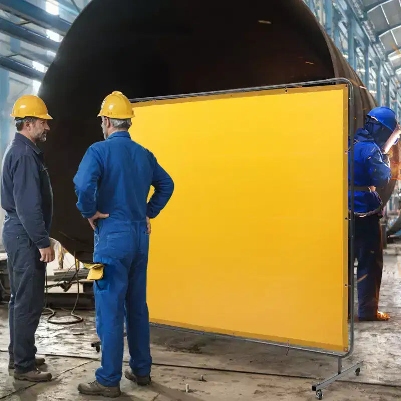 Écran de soudage VEVOR avec cadre, écran de soudage de 1,8 x 2,4 m, écran de protection de soudage en vinyle ignifuge sur 4 roues pivotantes, jaune