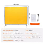 Écran de soudage VEVOR avec cadre, écran de soudage de 1,8 x 2,4 m, écran de protection de soudage en vinyle ignifuge sur 4 roues pivotantes, jaune