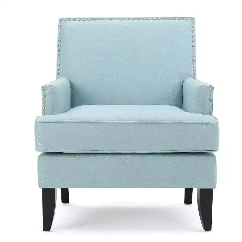 Fauteuil club contemporain GDFStudio Richardson en tissu rembourré avec clous décoratifs