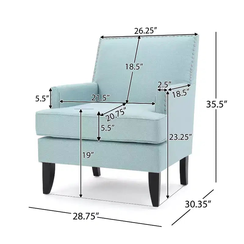 Fauteuil club contemporain GDFStudio Richardson en tissu rembourré avec clous décoratifs