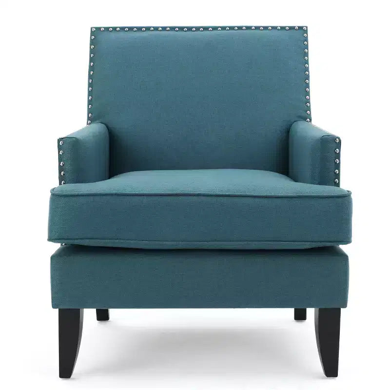 Fauteuil club contemporain GDFStudio Richardson en tissu rembourré avec clous décoratifs