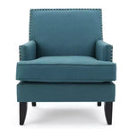 Fauteuil club contemporain GDFStudio Richardson en tissu rembourré avec clous décoratifs