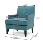Fauteuil club contemporain GDFStudio Richardson en tissu rembourré avec clous décoratifs