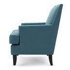 Fauteuil club contemporain GDFStudio Richardson en tissu rembourré avec clous décoratifs