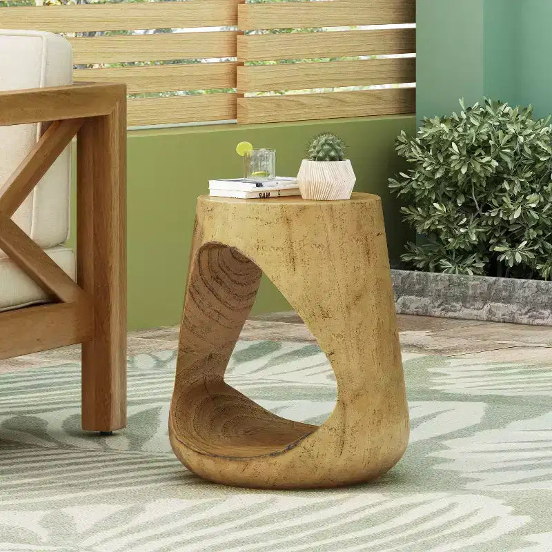 MAYEERTY Table console creuse aspect bois couleur naturelle pour salon