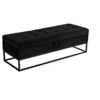 TUYOHW Banc en Velours avec Base en Métal et Rangement, Banc de Lit pour Salon, Noir