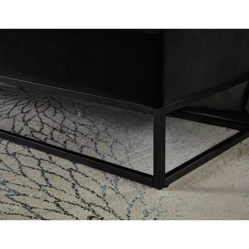 TUYOHW Banc en Velours avec Base en Métal et Rangement, Banc de Lit pour Salon, Noir