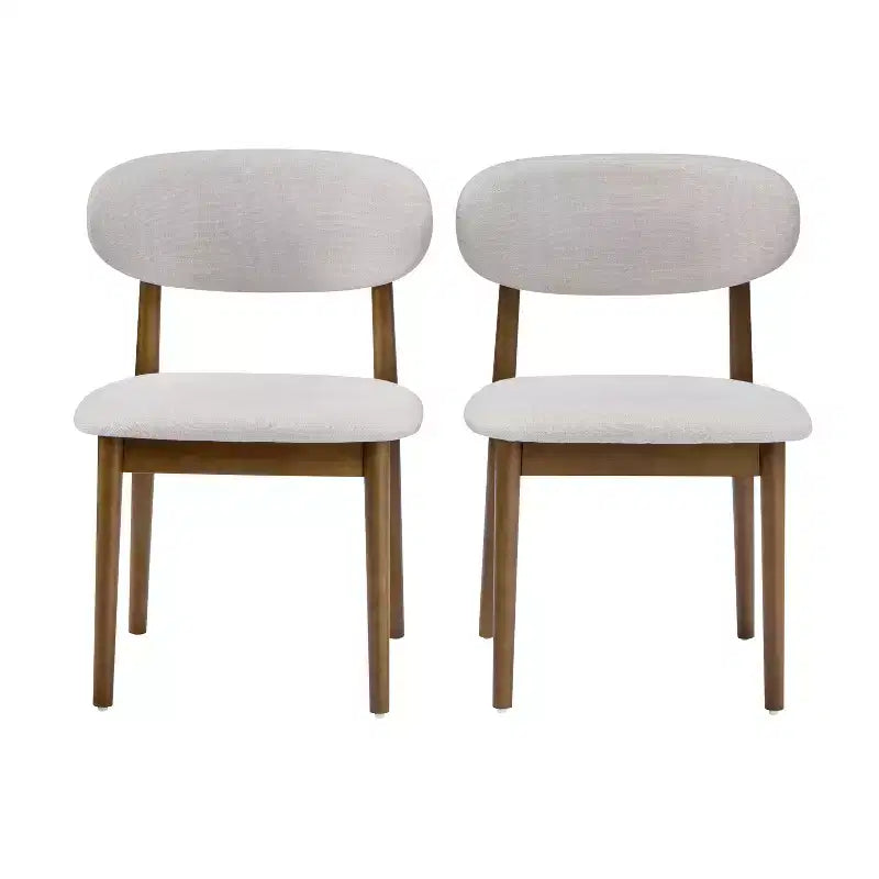 Chaise de salle à manger rembourrée Christopher Knight Home Bulwarth en bois d'hévéa de style Mid-Century avec dossier incurvé (lot de 2)